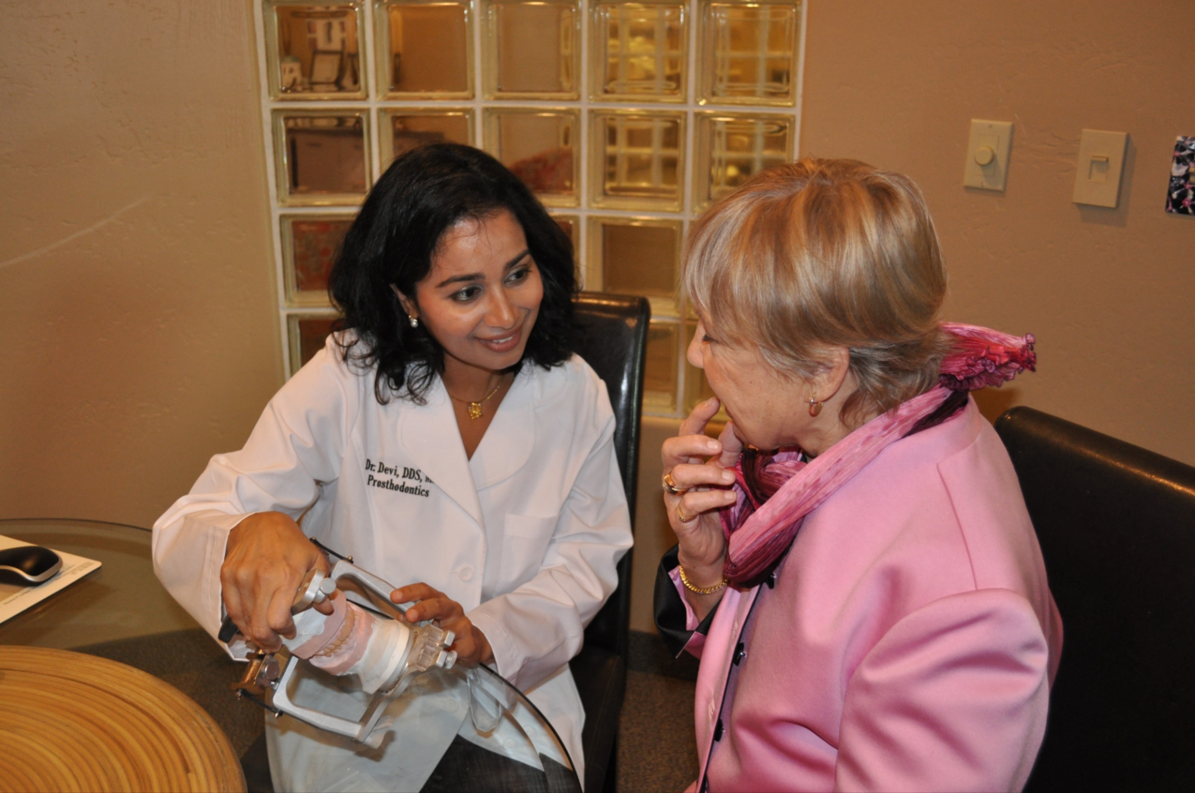 Doctor patient consultation dental office